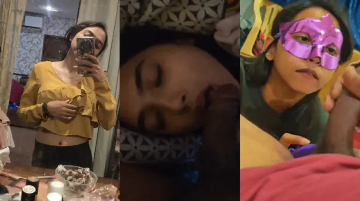 Cute Teen GF Mask blowjob Sex & Cumshot in Mouth Video